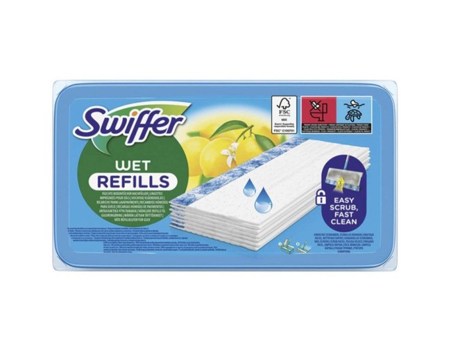 SWIFFER WET REFILLS ΑΝΤΑΛΛΑΚΤΙΚΑ ΥΓΡΑ ΠΑΝΑΚΙΑ ΠΑΤΩΜΑΤΟΣ ΛΕΜΟΝΙ 10μχ