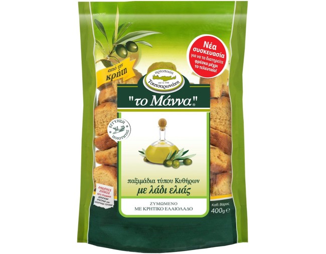 ΤΣΑΤΣΑΡΩΝΑΚΗ ΤΟ ΜΑΝΝΑ ΠΑΞΙΜΑΔΙΑ ΤΥΠΟΥ ΚΥΘΗΡΩΝ ΜΕ ΛΑΔΙ ΕΛΙΑΣ 400gr