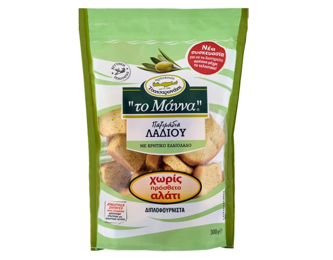 ΤΣΑΤΣΑΡΩΝΑΚΗ ΤΟ ΜΑΝΝΑ ΠΑΞΙΜΑΔΙΑ ΛΑΔΙΟΥ ΧΩΡΙΣ ΠΡΟΣΘΕΤΟ ΑΛΑΤΙ 300gr