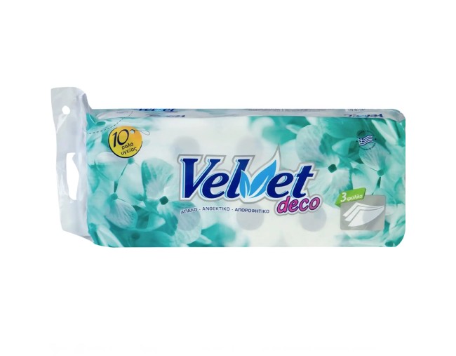 VELVET DECO ΧΑΡΤΙ ΥΓΕΙΑΣ 3ΦΥΛΛΟ 10x93gr ΧΑΡΤΙ ΥΓΕΙΑΣ