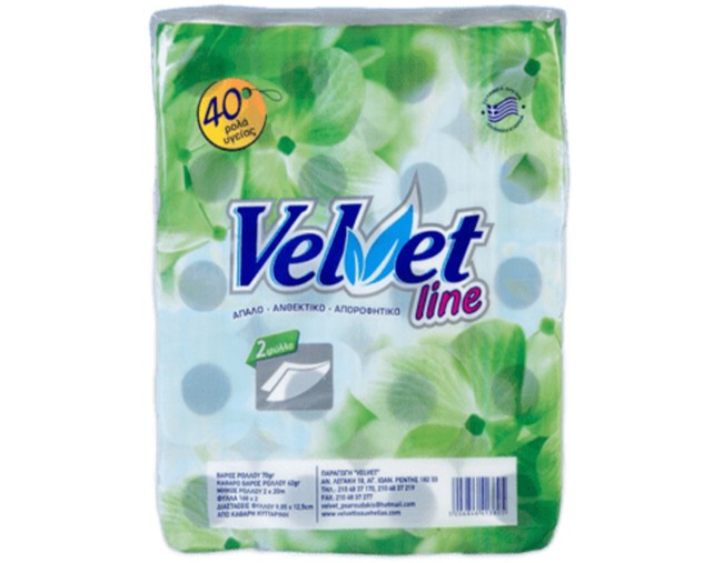 VELVET LINE ΧΑΡΤΙ ΥΓΕΙΑΣ 2ΦΥΛΛΟ 40x62gr
