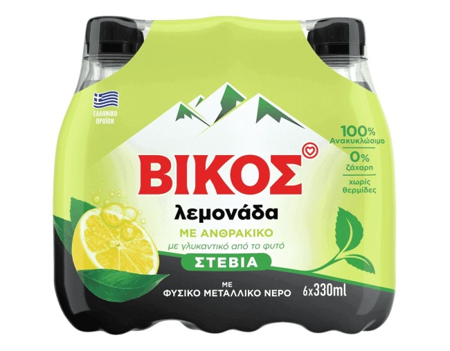 ΒΙΚΟΣ ΛΕΜΟΝΑΔΑ ΣΤΕΒΙΑ ΜΕ ΑΝΘΡΑΚΙΚΟ 6x330ml