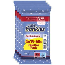 WET HANKIES CLEAN AND PROTECT ΥΓΡΑ ΜΑΝΤΗΛΑΚΙΑ ΑΝΤΙΒΑΚΤΗΡΙΔΙΑΚΑ 4x15τμχ