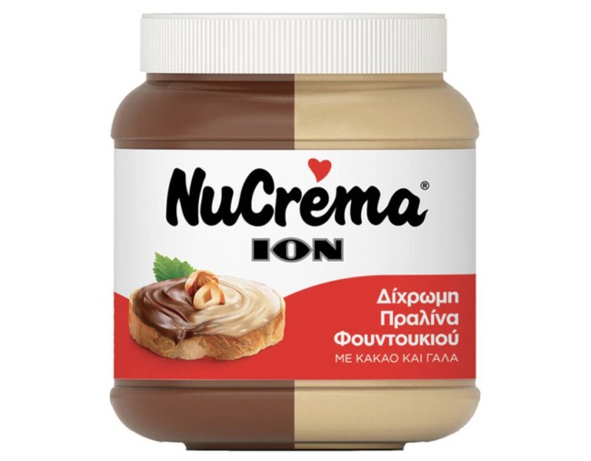ION NUCREMA ΔΙΧΡΩΜΗ ΠΡΑΛΙΝΑ ΦΟΥΝΤΟΥΚΙΟΥ 380gr
