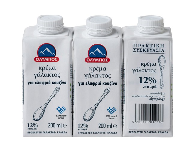 ΟΛΥΜΠΟΣ ΚΡΕΜΑ ΓΑΛΑΚΤOΣ 12% ΛΙΠΑΡΑ 3x200ml