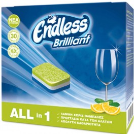 ENDLESS BRILLIANT ΛΕΜΟΝΙ ΤΑΜΠΛΕΤΕΣ ΠΛΥΝΤΗΡΙΟΥ ΠΙΑΤΩΝ 30τμχ 480gr