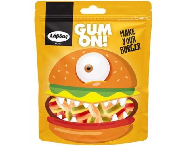 ΛΑΒΔΑΣ GUM ON ΚΑΡΑΜΕΛΕΣ ΖΕΛΙΝΙΑ BURGER 90gr