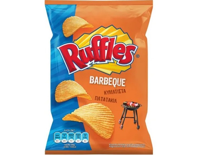 RUFFLES ΚΥΜΑΤΙΣΤΑ ΠΑΤΑΤΑΚΙΑ ΜΕ BARBEQUE 400gr