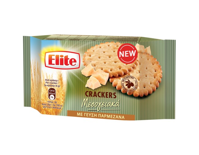 ELITE CRACKERS ΜΕΣΟΓΕΙΑΚΑ ΜΕ ΠΑΡΜΕΖΑΝΑ 105gr