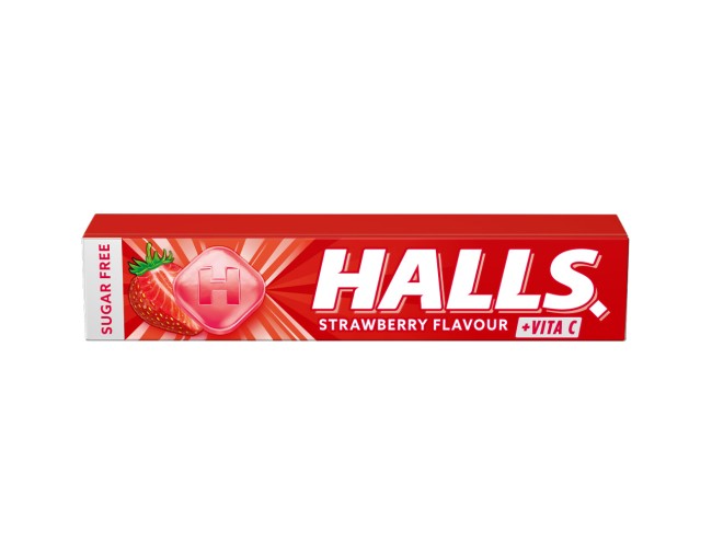 HALLS STRAWBERRY FLAVOUR +VITA C ΚΑΡΑΜΕΛΕΣ 32gr