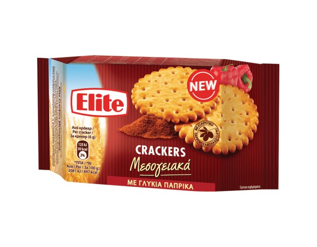 ELITE CRACKERS ΜΕΣΟΓΕΙΑΚΑ ΜΕ  ΓΛΥΚΙΑ ΠΑΠΡΙΚΑ 105gr