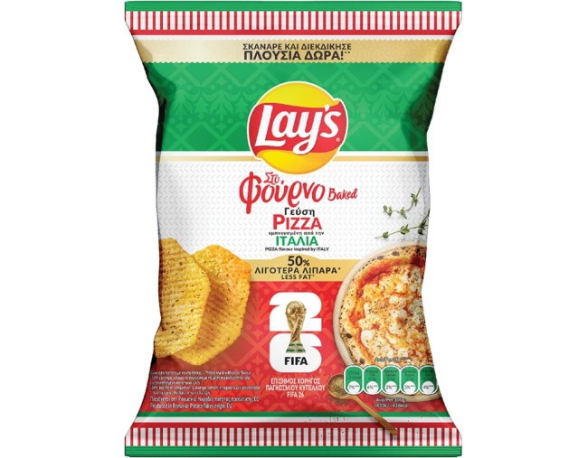 LAY'S  ΣΤΟ ΦΟΥΡΝΟ BAKED ΓΕΥΣΗ PIZZA 50% ΛΙΓΟΤΕΡΑ ΛΙΠΑΡΑ 105gr
